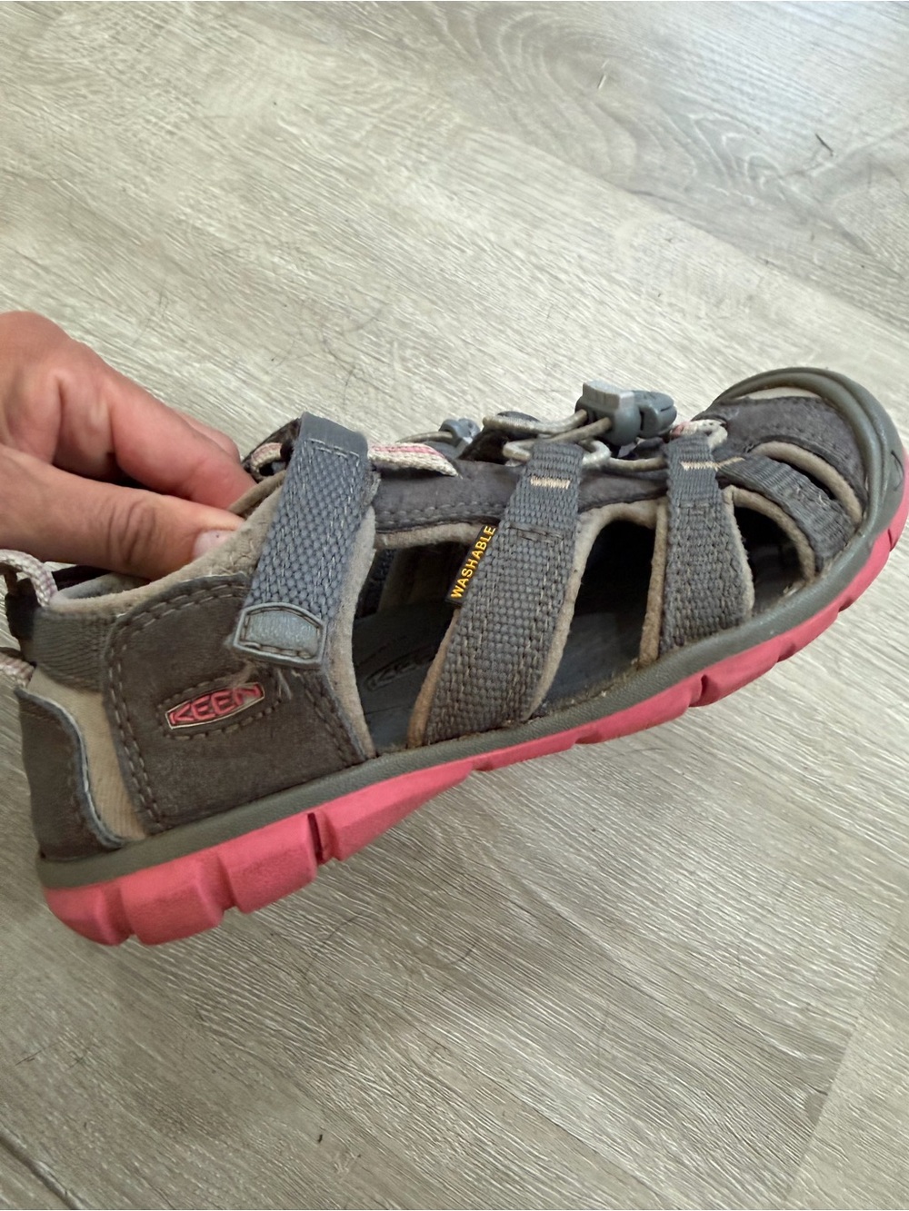 Keen Little Kids Gray and Pink Closed-Toe Outdoor Sandal